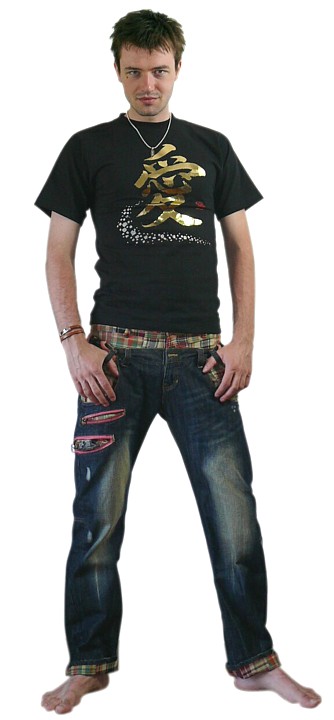 японская футболка с золотым иероглифом