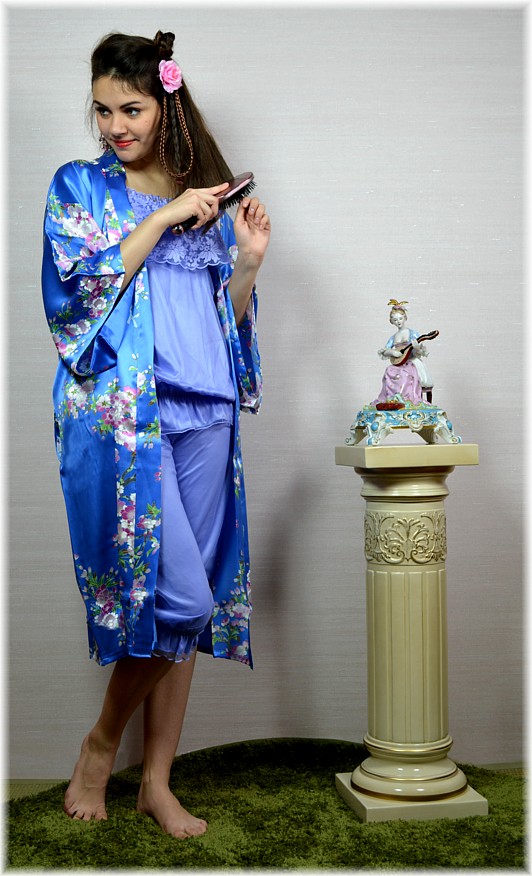 шелковый женский халат-кимоно, сделано в Японии