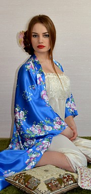 шелковый халатик-кимоно, сделано в Японии